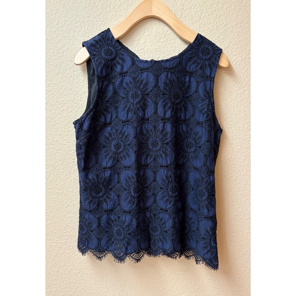 Banana Republic Navy Floral Lace Sleeveless Tie Back Top Small